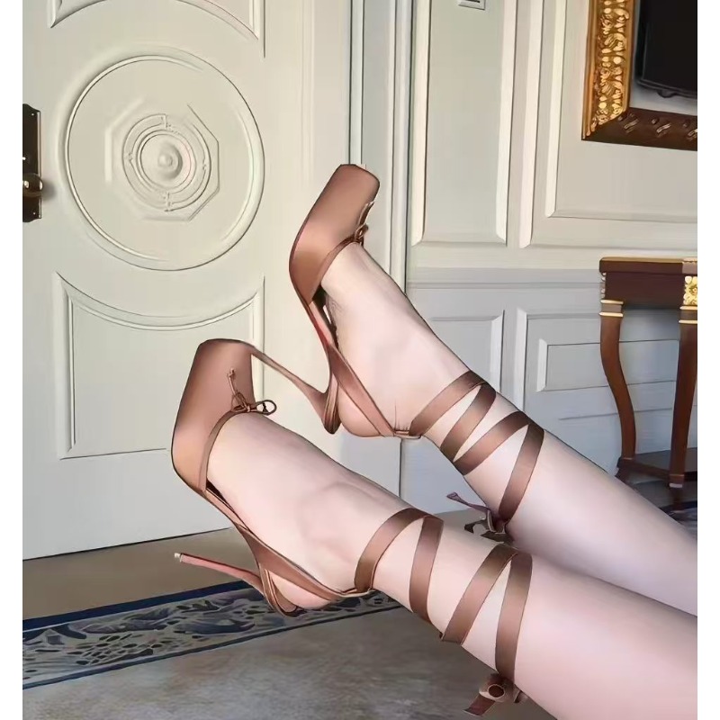 Ankle Strap Heels - Rote High Heels, Damen-Knöchelriemchen-Sandalen mit plissierter