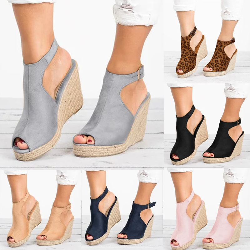 Espadrille Wedge Shoes - Sandalen mit Absatz für Damen, Sommer