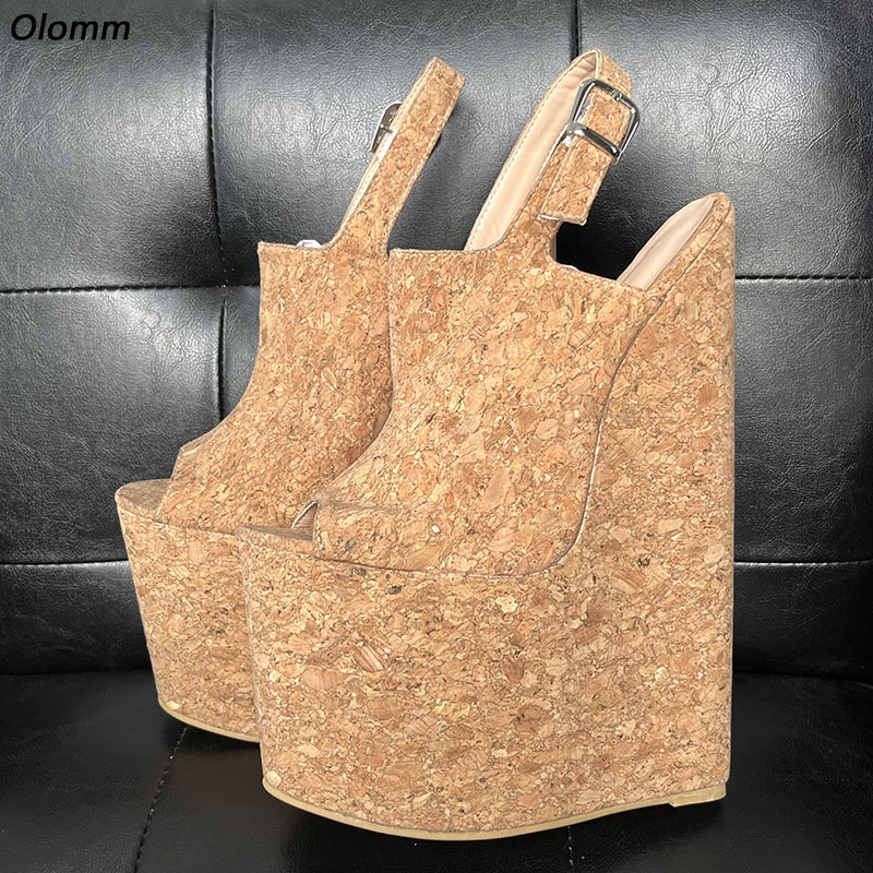 Cork Wedge Sandal - Olomm handgemachte Damen-Sommer-Plateau-Sandalen mit Korkmuster, ultrahohe