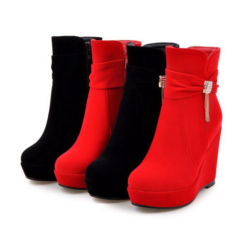 Women'S Shoes Extended Sizes - ORCHALISA Glam Red Damen-Knöchelschuhe, runde Zehenpartie,