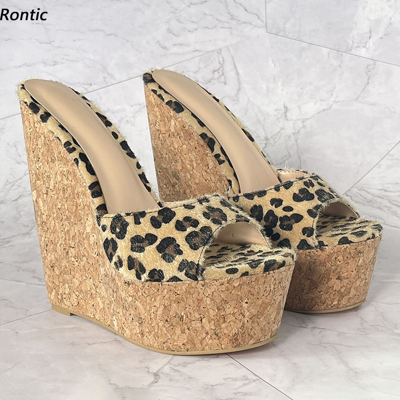 Cork Wedge Sandal - Rontic handgemachte Damen-Plateau-Pantoletten, Sandalen, Kork, Keilabsatz,