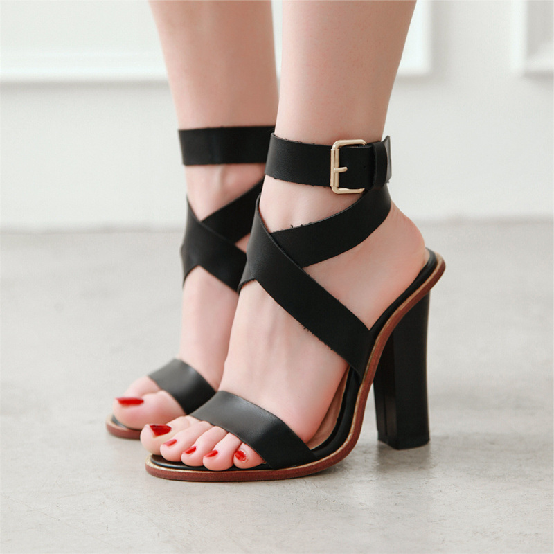 Ankle Strap Heels - Frauen Gladiator Sandalen High Heels Sommer