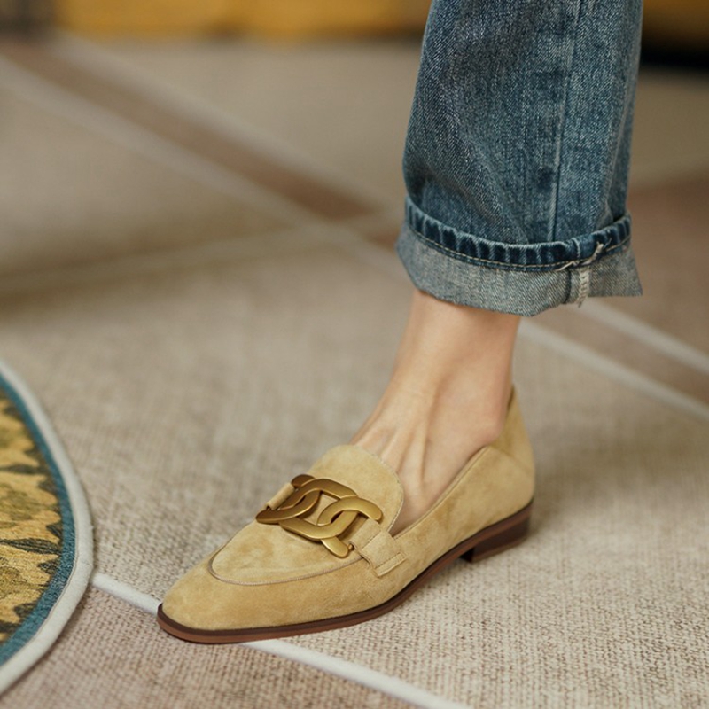 Women'S Heels - Wildleder Leder Frauen Loafers Frühling/Herbst Niedrigen