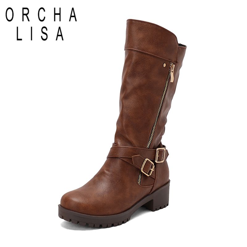 Women'S Shoes Extended Sizes - ORCHALISA Retro Damen Halbstiefel Runde Zehenkappe