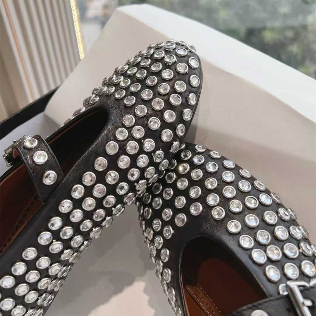 Ballet Flat Women - Mary Jane Damenschuhe, echtes Leder, flacher