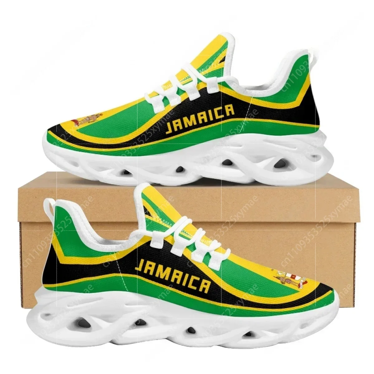Women Shoes Name - Leichte Schnür-Mesh-Schuhe mit Jamaika-Flaggenmuster für Damen