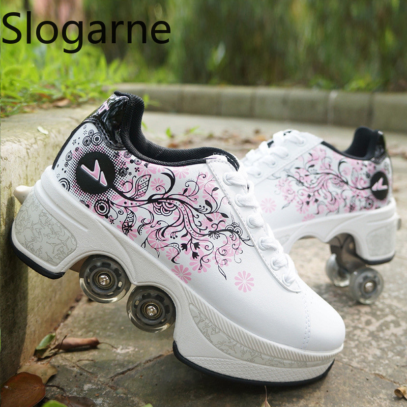 Women Shoes Size To Men - Frauen 4-Räder Verformung Rollschuhe Schuhe Männer