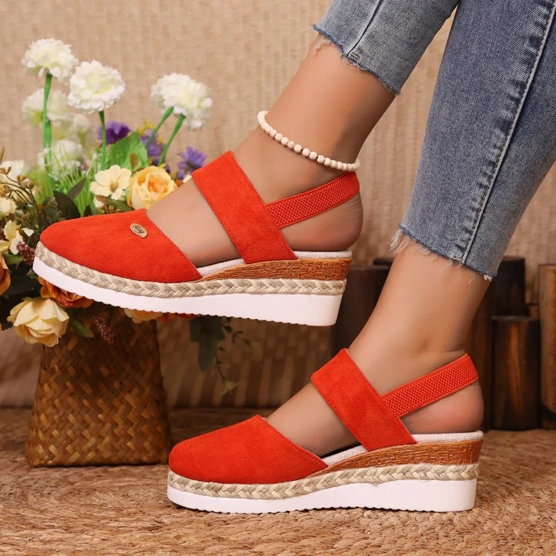 Espadrille Wedge Shoes - Damen Keilsandaletten mit geschlossener Zehenpartie, Damen