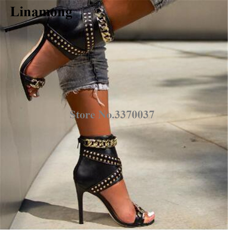 Gold Chain Sandal - Western Fashion Damen Open Toe Gold