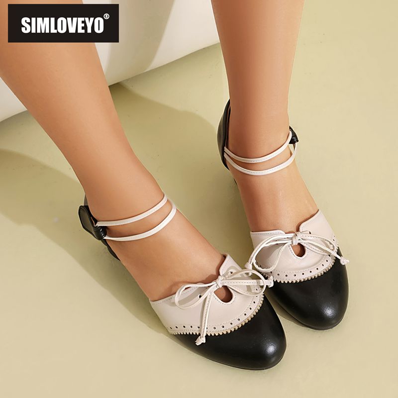 Women'S Shoes Extended Sizes - SIMLOVEYO Marken-Damensandalen mit Rundzehe, Schmetterlingsknoten, Übergrößen