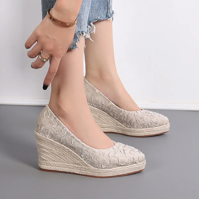 8cm Größe 34-42 Atmungsaktive  – Espadrille Wedge Shoes Bewertung und Preis