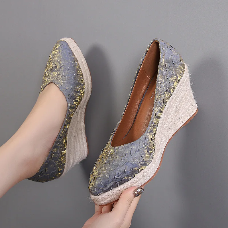 8cm Größe 34-42 Atmungsaktive  – Espadrille Wedge Shoes Bewertung und Preis