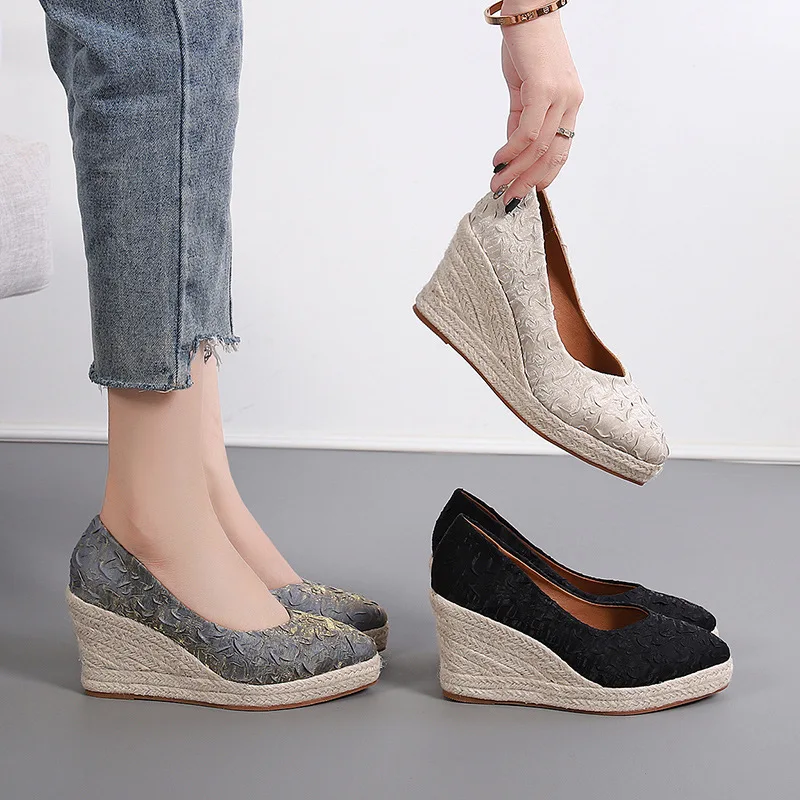 8cm Größe 34-42 Atmungsaktive  – Espadrille Wedge Shoes Bewertung und Preis
