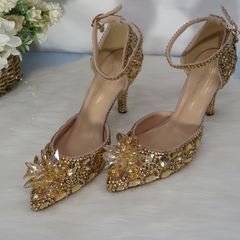 Maßge schneiderte Champagner g – Ankle Strap Heels Bewertung und Preis