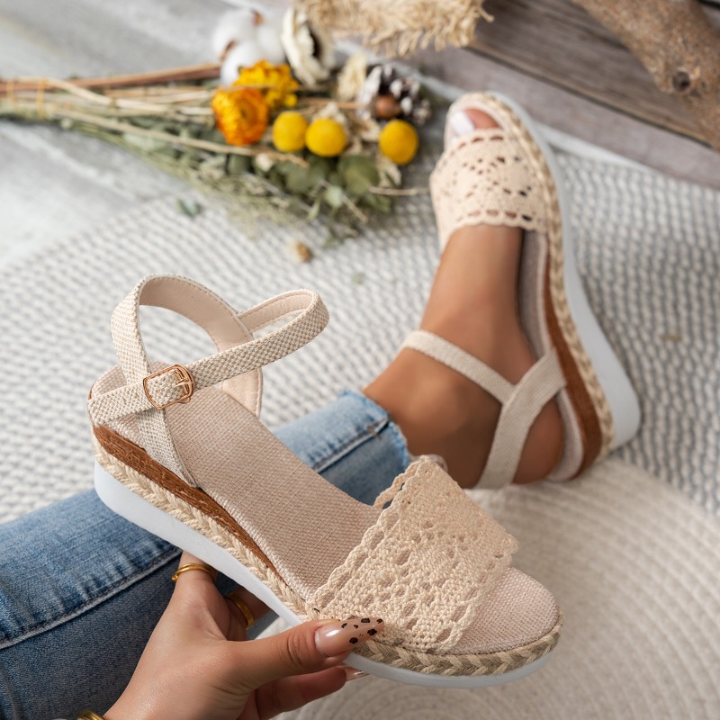 Damen-Sandalen mit Spitze und  – Espadrille Wedge Shoes Bewertung und Preis